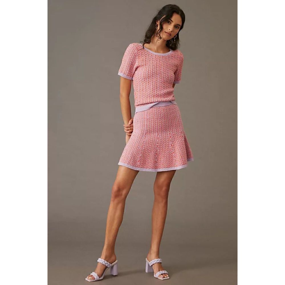 Anthropologie -Maeve Colorblocked Knit Skirt Set